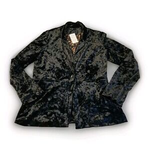 Sanctuary‎ Crushed Velvet Blazer Womens Large Black Boho 70s Hippie Whimsigoth